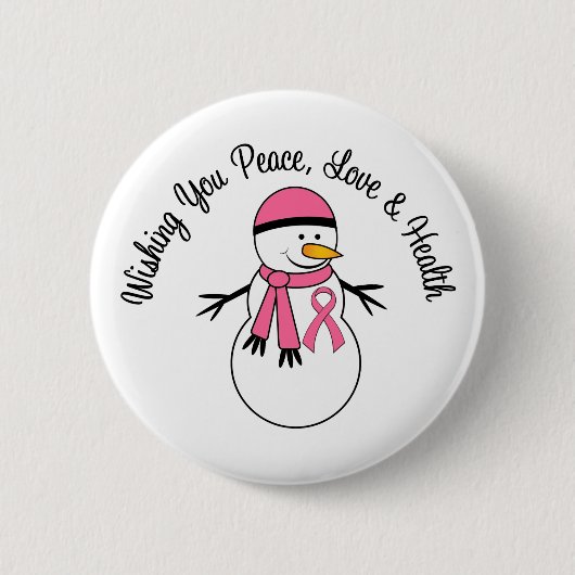 KerstSnowman Breast Cancer Ronde Button 5,7 Cm (Voorkant)