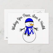 kerstsnowman Colon Cancer Ribbon Feestdagenkaart (Voorkant / Achterkant)