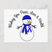 kerstsnowman Colon Cancer Ribbon Feestdagenkaart (Voorkant)