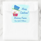 kerstsnowman Cupcake Eigen voedseletiket Vierkante Sticker (Tas)