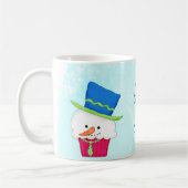 kerstsnowman Cupcake-naam op maat Koffiemok (Links)
