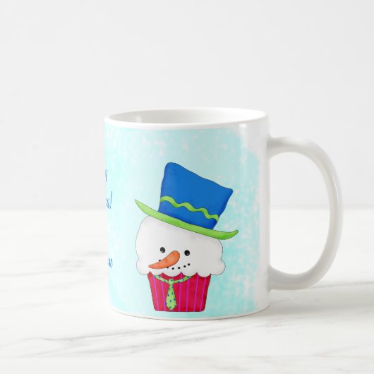 kerstsnowman Cupcake-naam op maat Koffiemok (Rechts)