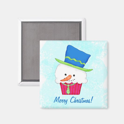 kerstsnowman Cupcake-naam op maat Magneet (Voorkant / Achterkant)
