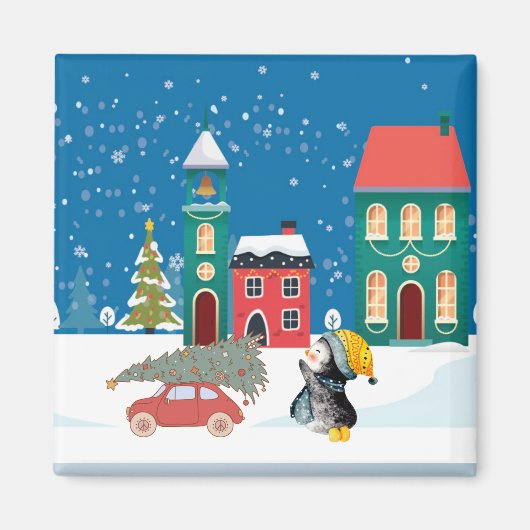 kerstsnowman Design Magnet (Voorkant)
