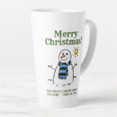 kerstsnowman-design met persoonlijke groet latte mok (Rechterhoek)