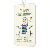 kerstsnowman-design met persoonlijke groet luchtverfrisser (Links)