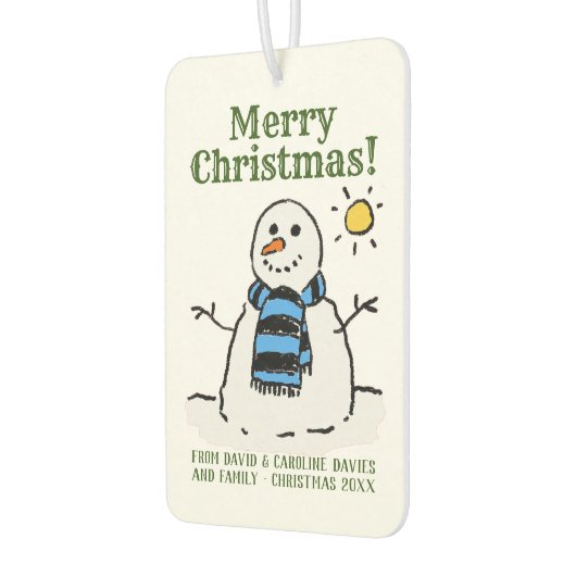 kerstsnowman-design met persoonlijke groet luchtverfrisser (Links)