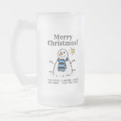 kerstsnowman-design met persoonlijke groet matglas bierpul (Links)