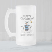 kerstsnowman-design met persoonlijke groet matglas bierpul