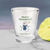 kerstsnowman-design met persoonlijke groet shot glas