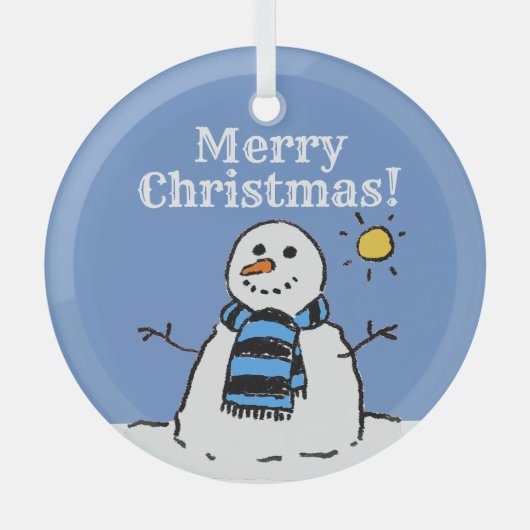 kerstsnowman-design met prettige kerst glas ornament (Voorkant)