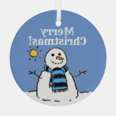 kerstsnowman-design met prettige kerst glas ornament (Achterkant)
