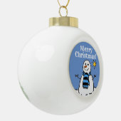 kerstsnowman-design met prettige kerst keramische bal ornament (Links)