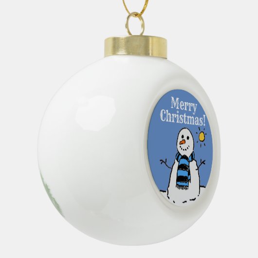 kerstsnowman-design met prettige kerst keramische bal ornament (Links)