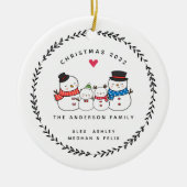 KerstSnowman Familie van Vier keramische siervoorw Keramisch Ornament (Voorkant)
