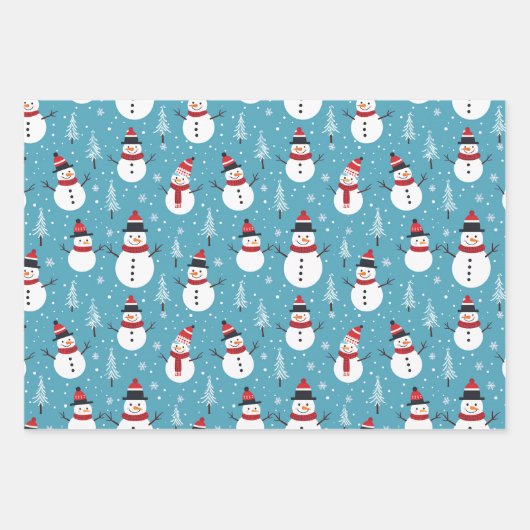 kerstsnowman-omslagpapier inpakpapier vel (Voorkant)