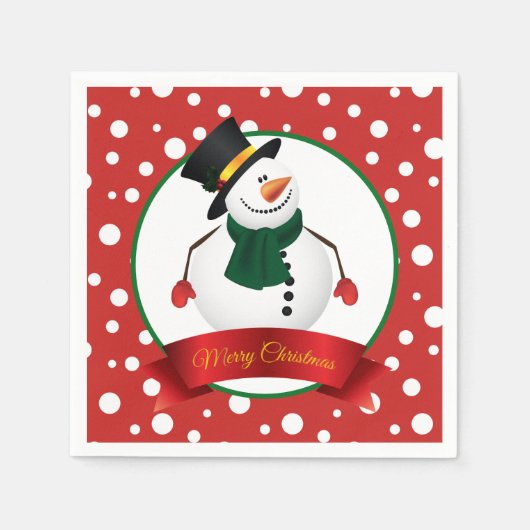 kerstsnowman Paper Napkins Servet (Voorkant)