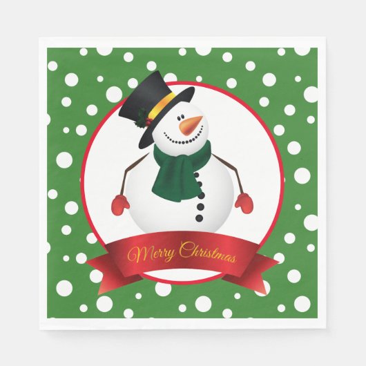 kerstsnowman Paper Napkins Servet (Voorkant)