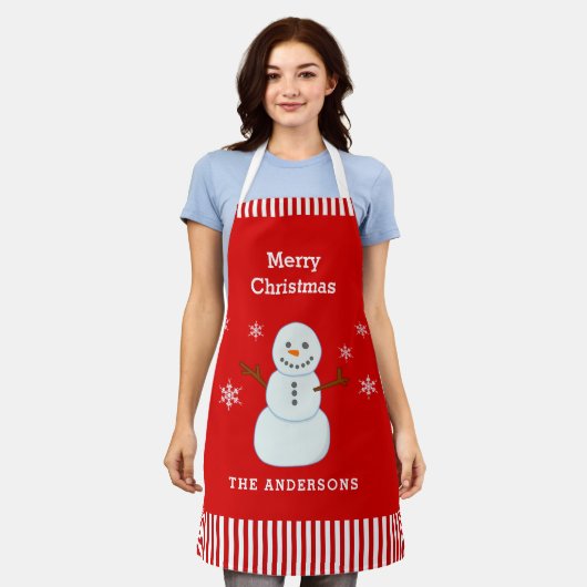 kerstsnowman Red Custom Apron Schort (Gedragen)