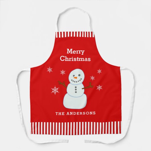 kerstsnowman Red Custom Apron Schort (Voorkant)