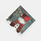 KerstSnowman, rood Pet en jasje sneeuw Servet (Hoek)