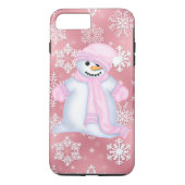 Kerstsnowman roze iPhone 7 plus hoesje (Achterkant)