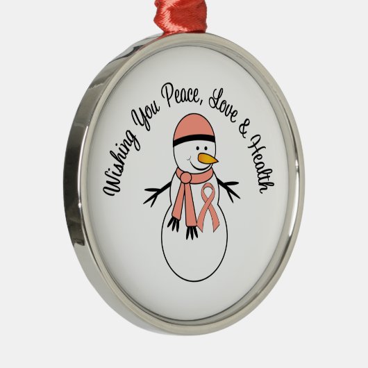 kerstsnowman Uterine Cancer Ribbon Metalen Ornament (Rechts)