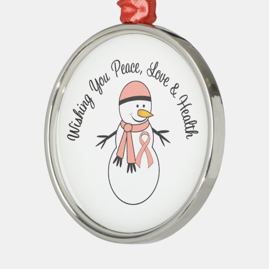 kerstsnowman Uterine Cancer Ribbon Metalen Ornament (Links)