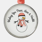 kerstsnowman Uterine Cancer Ribbon Metalen Ornament (Voorkant)