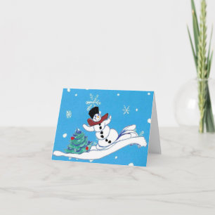 kerstsnowman vouwd Wenskaart Kaart