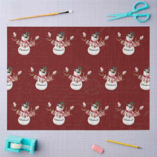 KerstSnowman Waterverf Rood Script-ontkoppeling Tissuepapier (Craft)