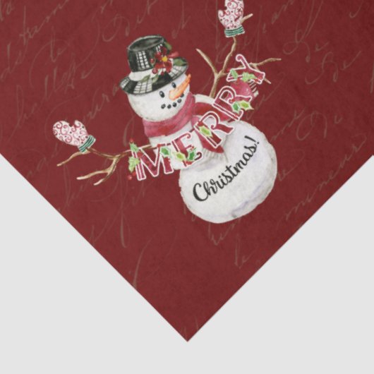 KerstSnowman Waterverf Rood Script-ontkoppeling Tissuepapier (Detail)