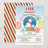 KerstSnowman-wereldbol en sneeuwvlokken Kaart (Voorkant / Achterkant)