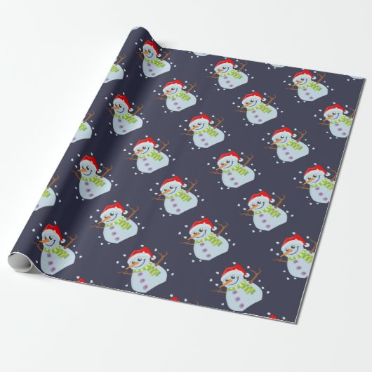 kerstsnowmanpapier cadeaupapier (Uitgerold)