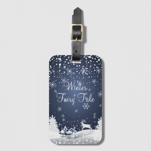 kerstsnowy Fairy Tale Fantasy Forest Bagagelabel (Voorkant (verticaal))