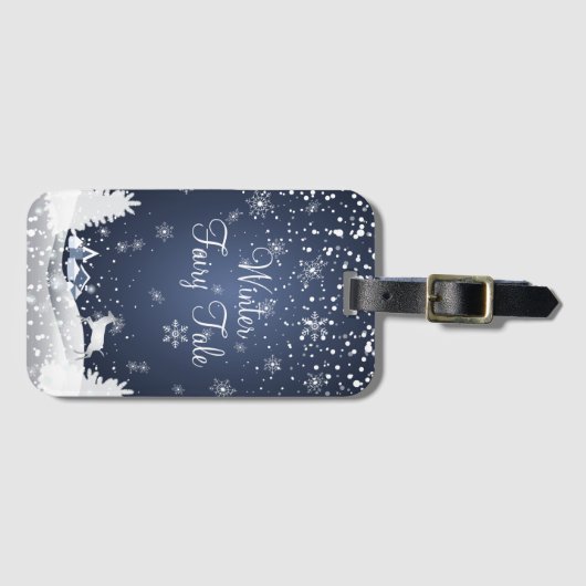 kerstsnowy Fairy Tale Fantasy Forest Bagagelabel (Voorkant (horizontaal))