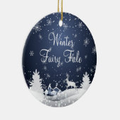 kerstsnowy Fairy Tale Fantasy Forest Keramisch Ornament (Rechts)