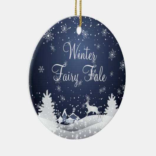 kerstsnowy Fairy Tale Fantasy Forest Keramisch Ornament (Rechts)