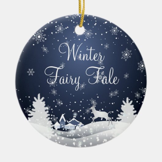 kerstsnowy Fairy Tale Fantasy Forest Keramisch Ornament (Voorkant)