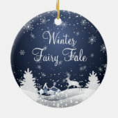 kerstsnowy Fairy Tale Fantasy Forest Keramisch Ornament (Achterkant)
