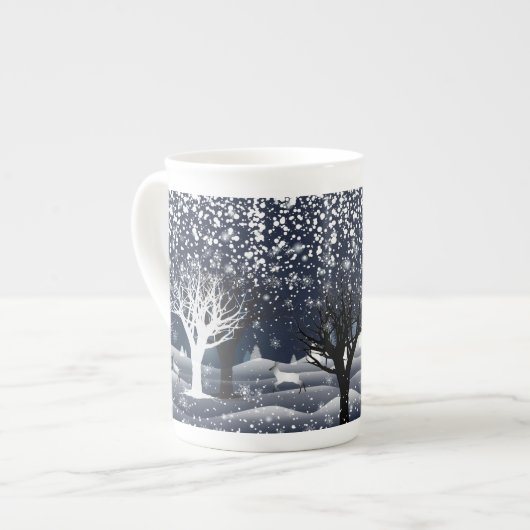kerstsnowy Fairy Tale Fantasy Forest Porselein Kop (Links)