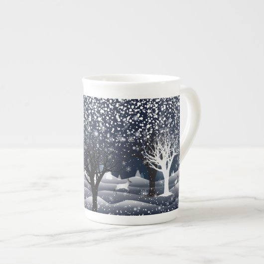 kerstsnowy Fairy Tale Fantasy Forest Porselein Kop (Voorkant rechts)