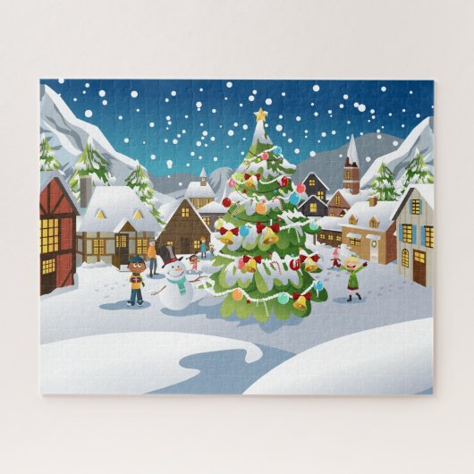 kerstsnowy Small Town Puzzle Legpuzzel (Horizontaal)