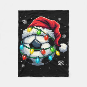 Kerstsoccersok Santa-hoed Kerstlichten Grappig  Fleece Deken