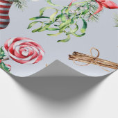 Kerstsocket/blauw patroon cadeaupapier (Hoek)