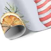 Kerstsocket/blauw patroon cadeaupapier (Rol Hoek)