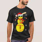 Kerstsoftbal Bat Snowman Santa Snowflake Gir T-shirt (Voorkant)