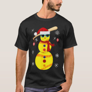 Kerstsoftbal Bat Snowman Santa Snowflake Gir T-shirt