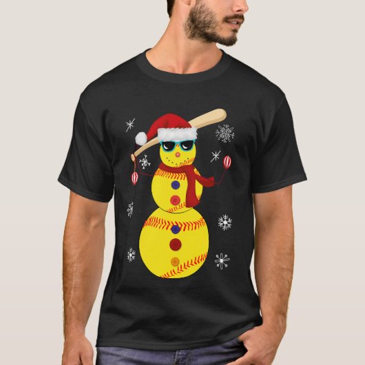 Kerstsoftbal Snowman Santa Hat Gift T-shirt (Voorkant)