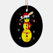 Kerstsoftball Bat Snowman Santa Snowflake Keramisch Ornament (Rechts)